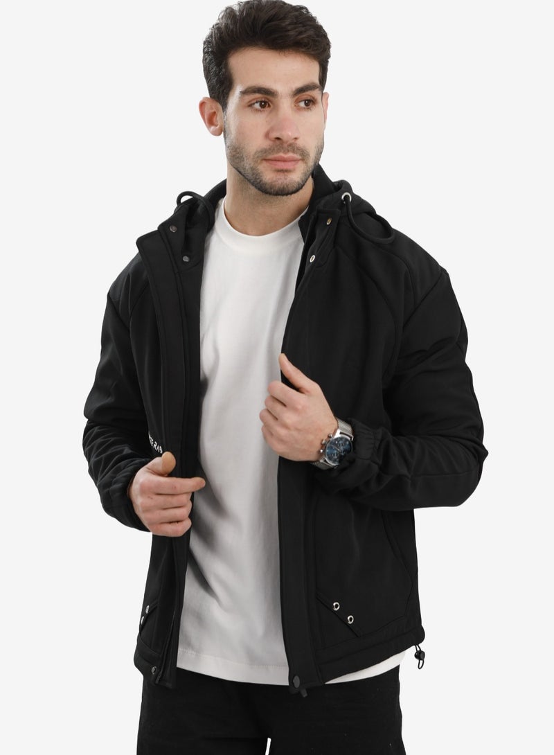 White Rabbit Men’s Softshell Water-Resistant Jacket – Full Zip Hooded Design - Image 2